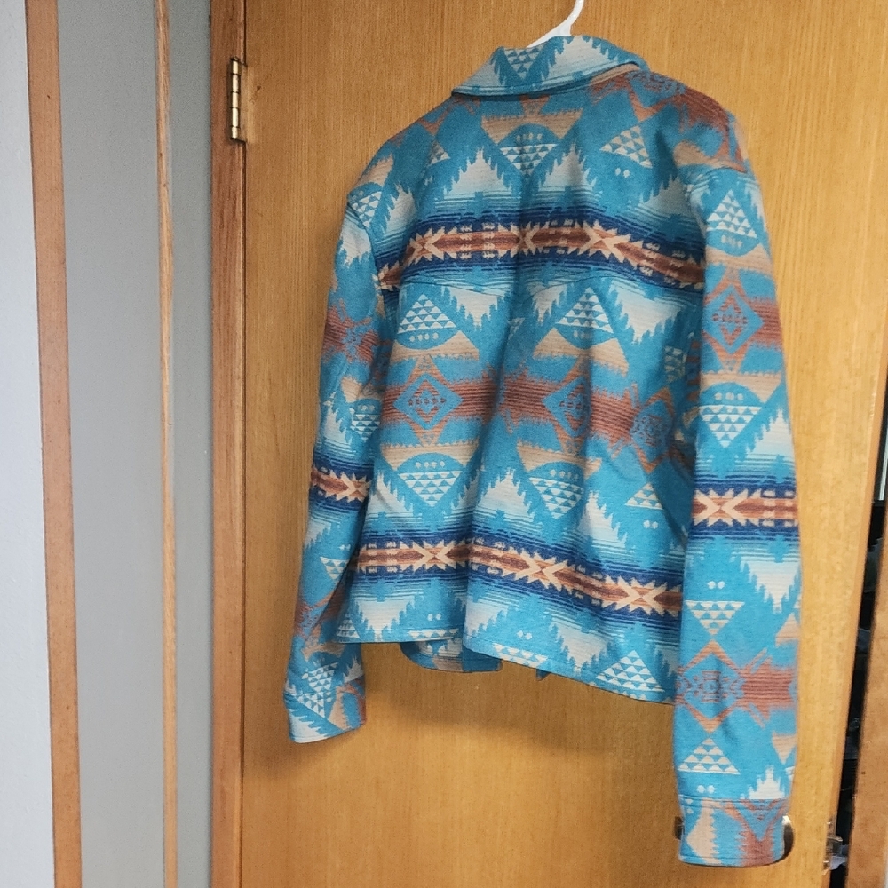 Pendleton Turquoise & Rust Geometric Wool Jacket - Picture 3 of 6